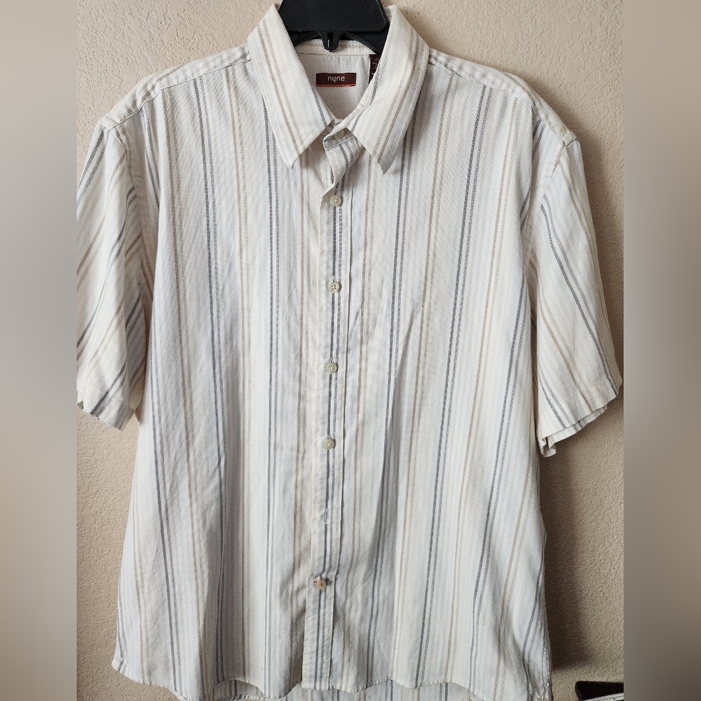 Men's Striped Shirt - White and Gray